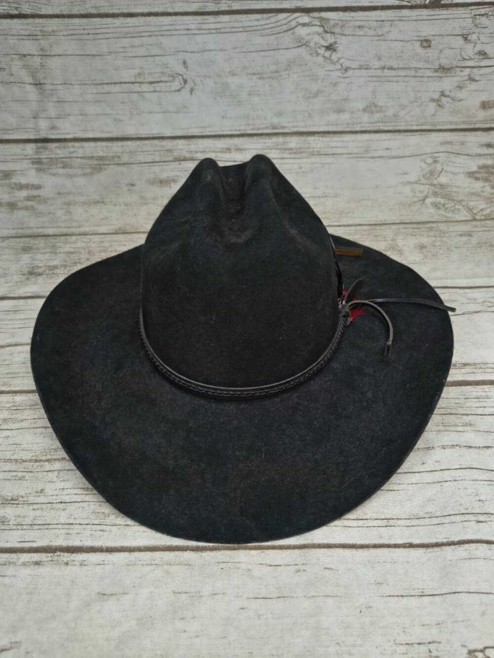 Smithbilt XX Black Felt Western Cowboy Hat Red Satin Lining Size L